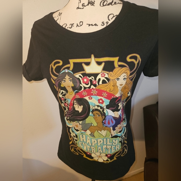 Disney Tops - Disney Princess Juniors Black T Shirt Size Xl
